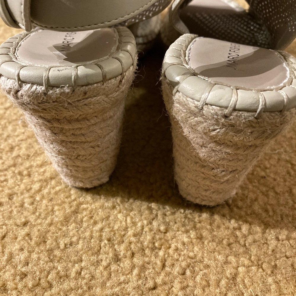 Marc Fisher tan suede espadrille spiked wedge sandals - Picture 11 of 11